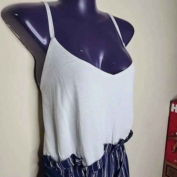 Lily Rose Juniors Paperbag Romper Cami Top Size XL Navy Blue White Resort NWT - Picture 4 of 14